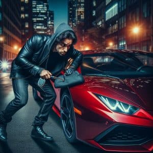 thief unlocking car